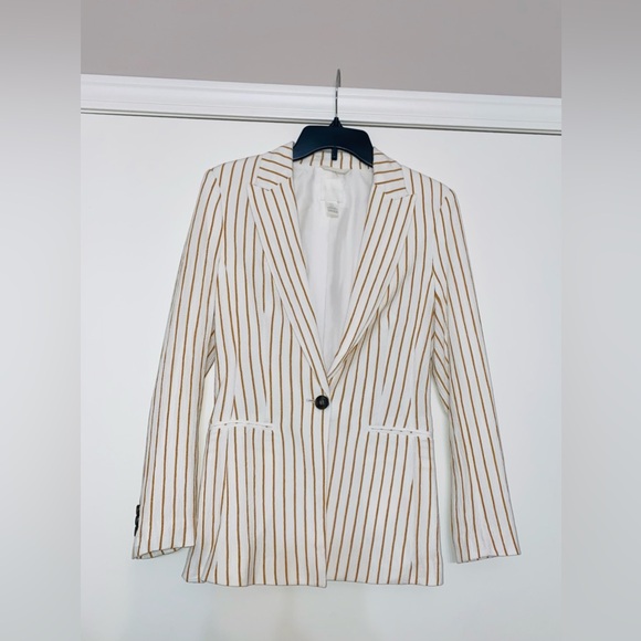 White Striped Blazer Crinkle - Picture 1 of 7